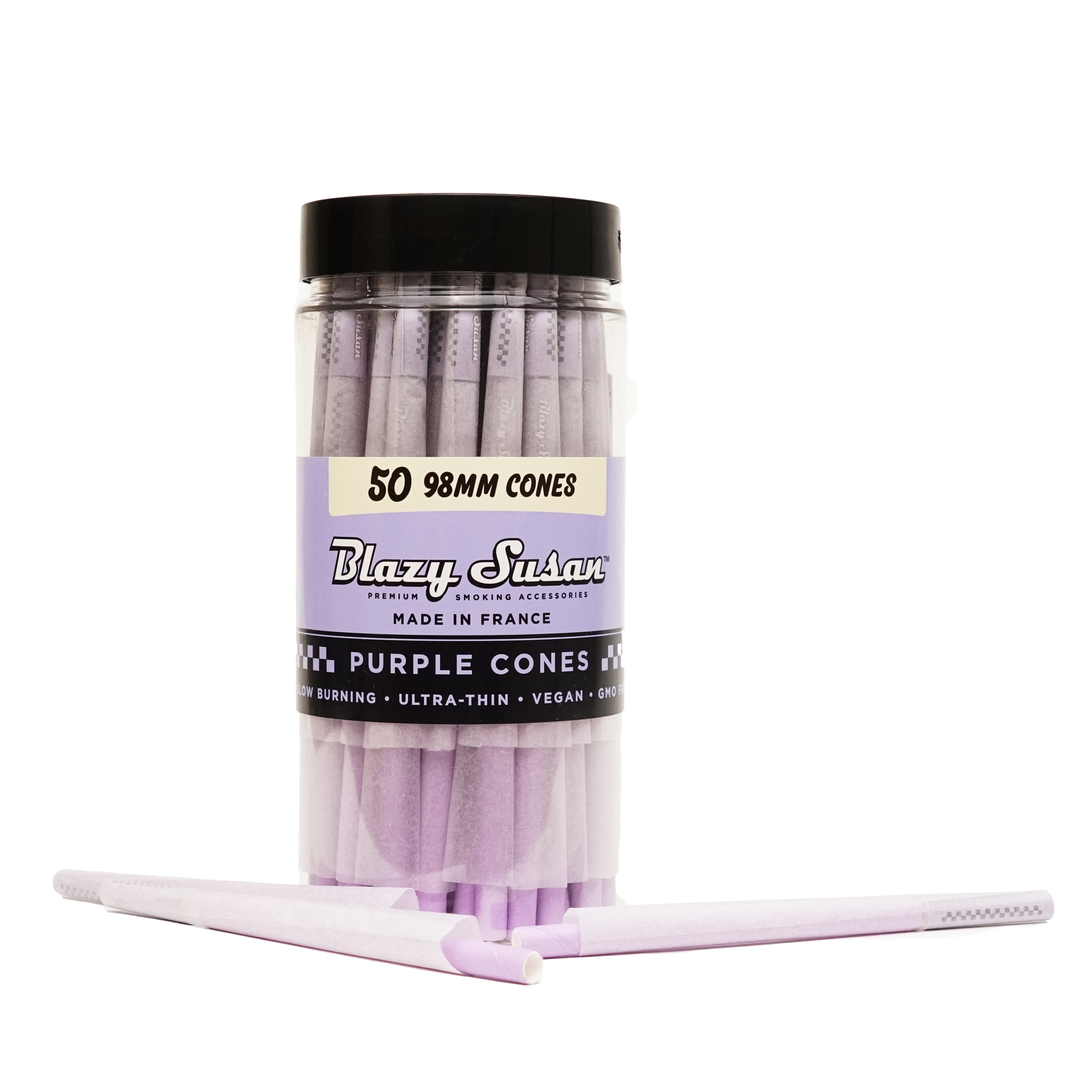 Blazy Susan 98mm Purple Cones 50CT, thc, , dry herb, flower, preroll